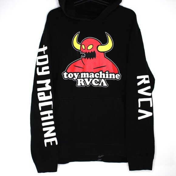 Toy Machine x RVCA Mens Large Y2K Style Big Logo Spell Out Hoodie RARE H933 - Picture 1 of 10